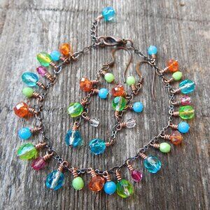 TROPICAL GEMSTONE BRACELET AND EARRINGS SET